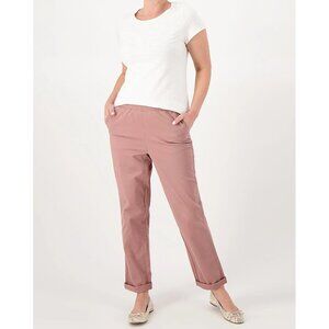 Denim & Co EasyWear Twill Pull-On Pants Coral Size L Relaxed Fit NWT Comfort